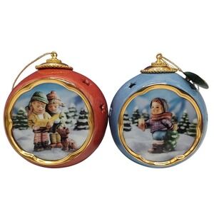 Vintage The Bradford Editions Berta Hummel Christmas Ornaments 38891 Set of Two